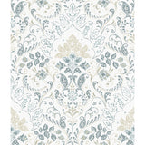 Persian Damask Blue Peel & Stick Wallpaper with Global Damask Pattern - York RMK11998WP