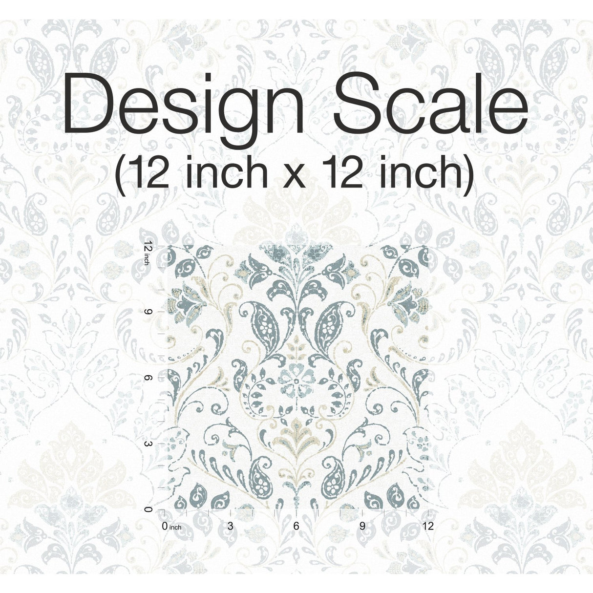 Persian Damask Blue Peel & Stick Wallpaper with Global Damask Pattern - York RMK11998WP