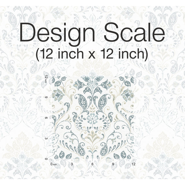 Persian Damask Blue Peel & Stick Wallpaper with Global Damask Pattern - York RMK11998WP