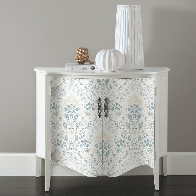 Persian Damask Blue Peel & Stick Wallpaper with Global Damask Pattern - York RMK11998WP