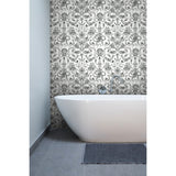 Deep Sea Toile Black Peel & Stick Wallpaper with Coastal Ocean Toile Pattern - York RMK12001WP