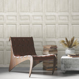 Beveled Wood Paneling Beige Peel & Stick Wallpaper with Vintage Wood Look Panel Motif - York RMK12003WP