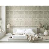 Beveled Wood Paneling Beige Peel & Stick Wallpaper with Vintage Wood Look Panel Motif - York RMK12003WP