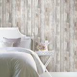 Weathered Planks Brown Peel & Stick Wallpaper with Rustic Wood Look - York RMK12007WP