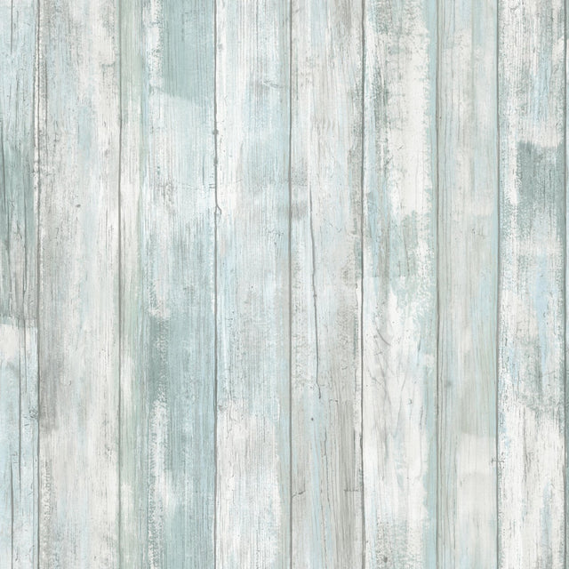 Weathered Planks Blue Peel & Stick Wallpaper with Wood Look Pattern, Farmhouse Style - York RMK12008WP