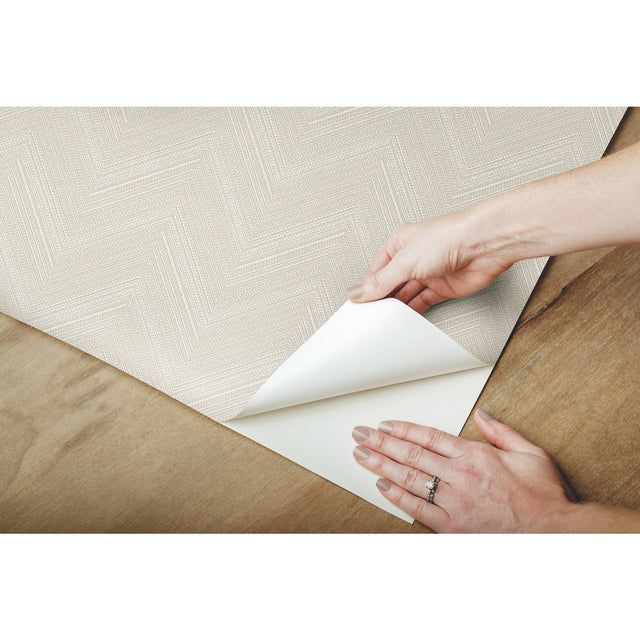 Herringbone Weave Beige Peel & Stick Wallpaper with Texture Pattern, Traditional Style - York RMK12009RL