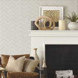 Herringbone Weave Beige Peel & Stick Wallpaper with Texture Pattern, Traditional Style - York RMK12009RL