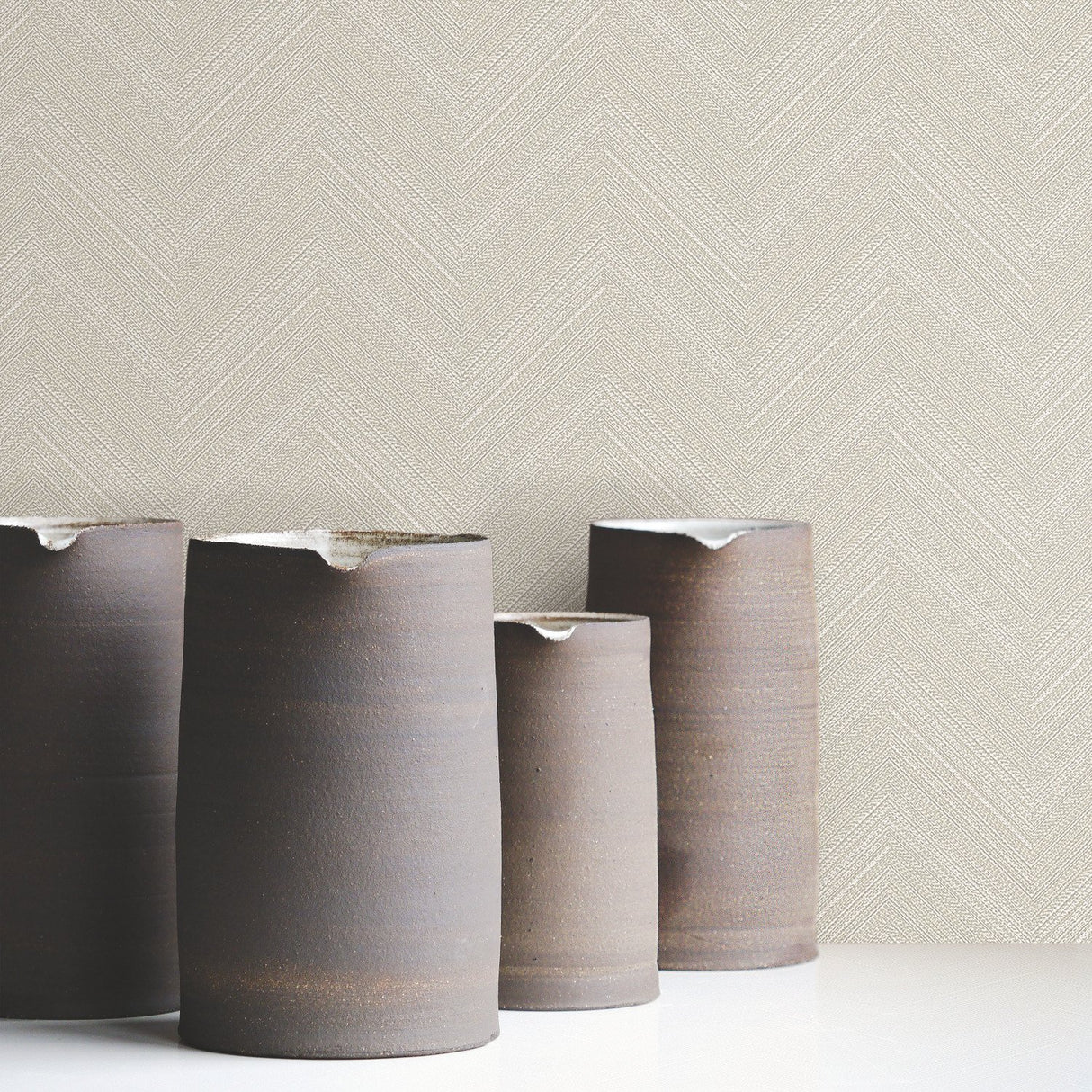 Herringbone Weave Beige Peel & Stick Wallpaper with Texture Pattern, Traditional Style - York RMK12009RL
