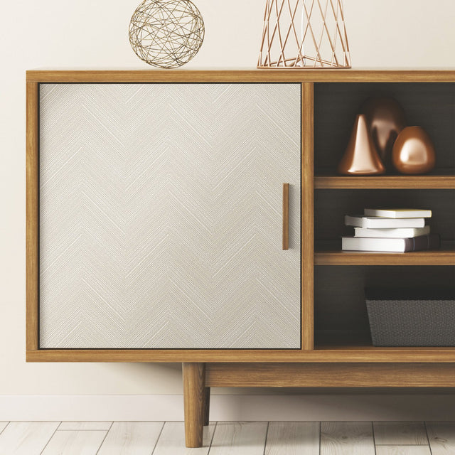 Herringbone Weave Beige Peel & Stick Wallpaper with Texture Pattern, Traditional Style - York RMK12009RL