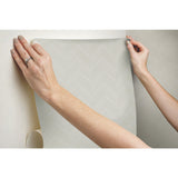 Herringbone Weave Beige Peel & Stick Wallpaper with Texture Pattern, Traditional Style - York RMK12009RL