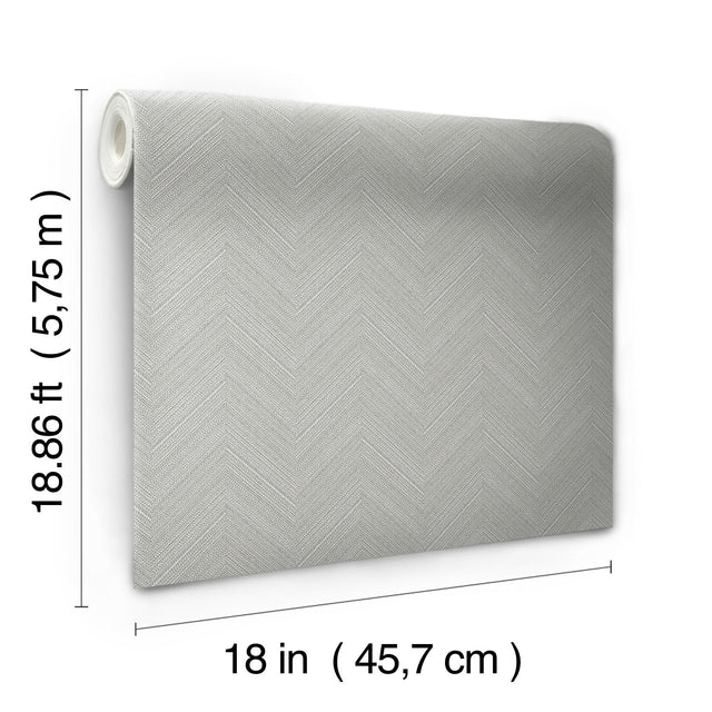 Herringbone Weave Grey Peel & Stick Wallpaper