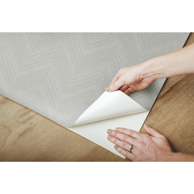 Herringbone Weave Grey Peel & Stick Wallpaper