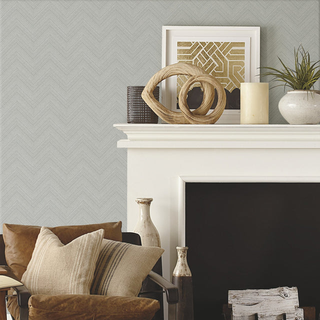 Herringbone Weave Grey Peel & Stick Wallpaper
