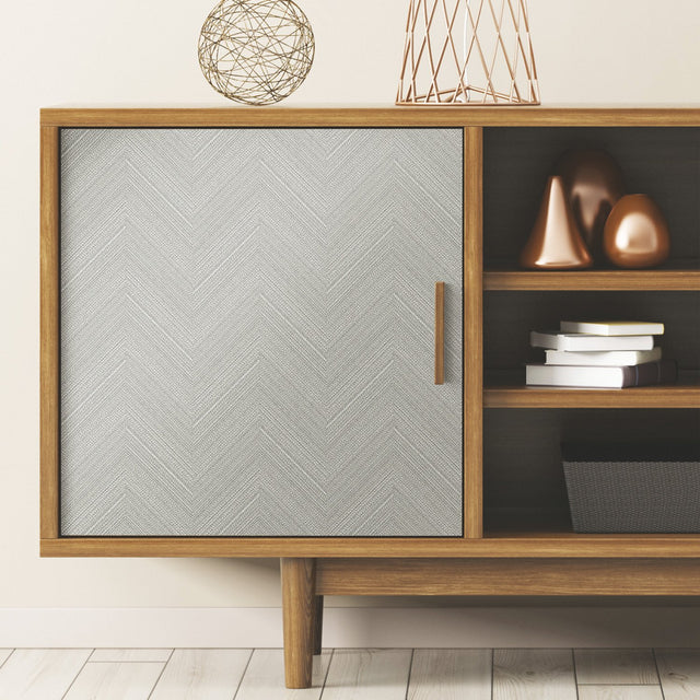 Herringbone Weave Grey Peel & Stick Wallpaper