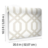 Gazebo Lattice Taupe Peel & Stick Wallpaper with Geometric Lattice Pattern - York RMK12012WP