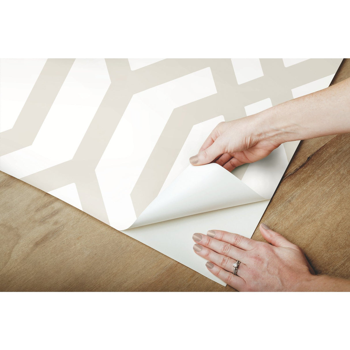 Gazebo Lattice Taupe Peel & Stick Wallpaper with Geometric Lattice Pattern - York RMK12012WP