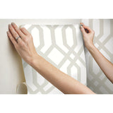 Gazebo Lattice Taupe Peel & Stick Wallpaper with Geometric Lattice Pattern - York RMK12012WP