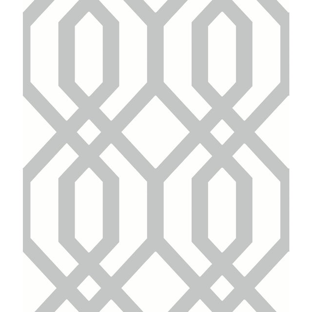 Gazebo Lattice Grey Peel & Stick Wallpaper with Geometric Lattice Pattern - York RMK12013WP