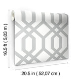 Gazebo Lattice Grey Peel & Stick Wallpaper with Geometric Lattice Pattern - York RMK12013WP