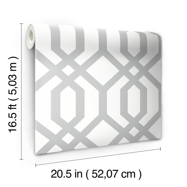 Gazebo Lattice Grey Peel & Stick Wallpaper with Geometric Lattice Pattern - York RMK12013WP