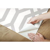 Gazebo Lattice Grey Peel & Stick Wallpaper with Geometric Lattice Pattern - York RMK12013WP