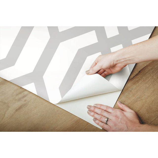 Gazebo Lattice Grey Peel & Stick Wallpaper with Geometric Lattice Pattern - York RMK12013WP
