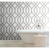 Gazebo Lattice Grey Peel & Stick Wallpaper with Geometric Lattice Pattern - York RMK12013WP