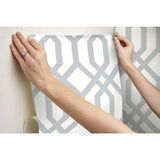 Gazebo Lattice Grey Peel & Stick Wallpaper with Geometric Lattice Pattern - York RMK12013WP