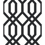 Gazebo Lattice Black Peel & Stick Wallpaper with Geometric Lattice Pattern - York RMK12014WP