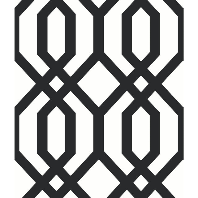 Gazebo Lattice Black Peel & Stick Wallpaper with Geometric Lattice Pattern - York RMK12014WP