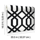 Gazebo Lattice Black Peel & Stick Wallpaper with Geometric Lattice Pattern - York RMK12014WP