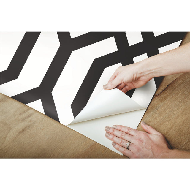 Gazebo Lattice Black Peel & Stick Wallpaper with Geometric Lattice Pattern - York RMK12014WP