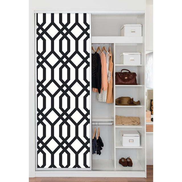 Gazebo Lattice Black Peel & Stick Wallpaper with Geometric Lattice Pattern - York RMK12014WP