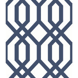 Gazebo Lattice Navy Peel & Stick Wallpaper with Geometric Trellis Pattern, Traditional Style - York RMK12015WP