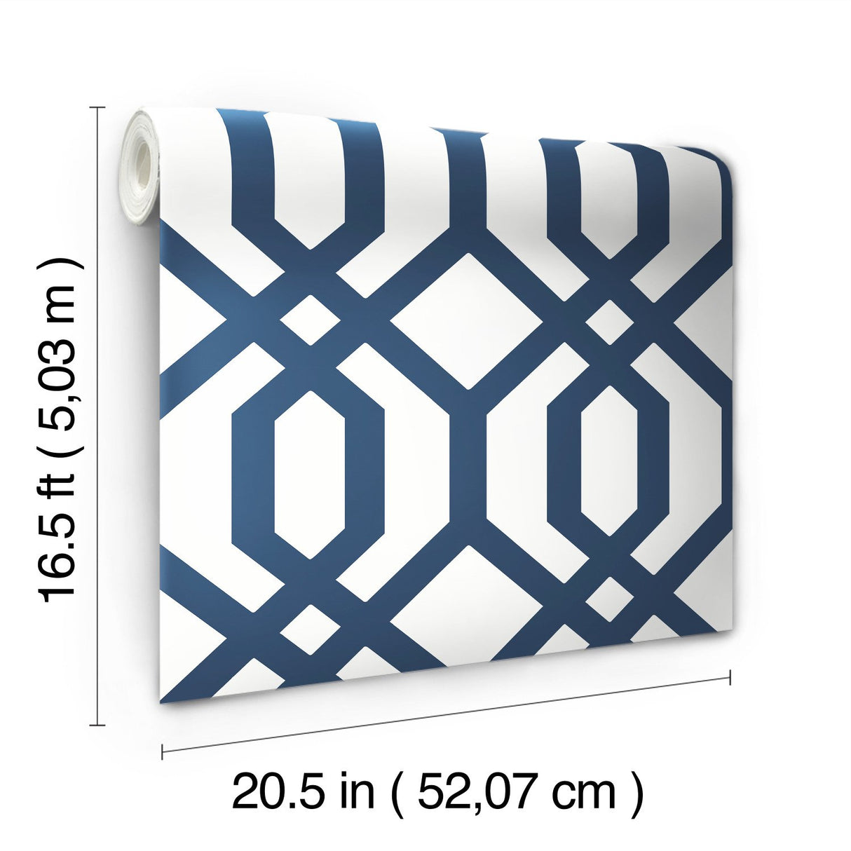 Gazebo Lattice Navy Peel & Stick Wallpaper with Geometric Trellis Pattern, Traditional Style - York RMK12015WP