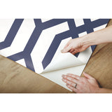 Gazebo Lattice Navy Peel & Stick Wallpaper with Geometric Trellis Pattern, Traditional Style - York RMK12015WP