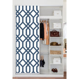 Gazebo Lattice Navy Peel & Stick Wallpaper with Geometric Trellis Pattern, Traditional Style - York RMK12015WP