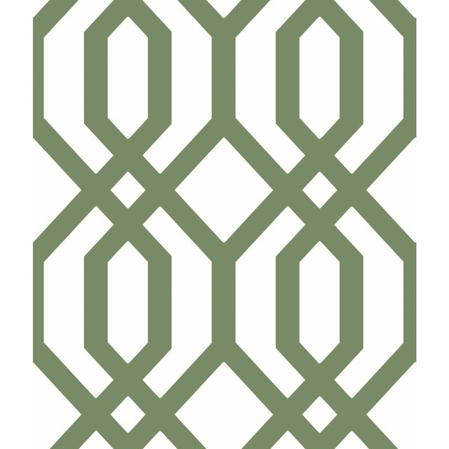 Gazebo Lattice Green Peel & Stick Wallpaper with Geometric Lattice Pattern, Traditional Style - York RMK12016WP
