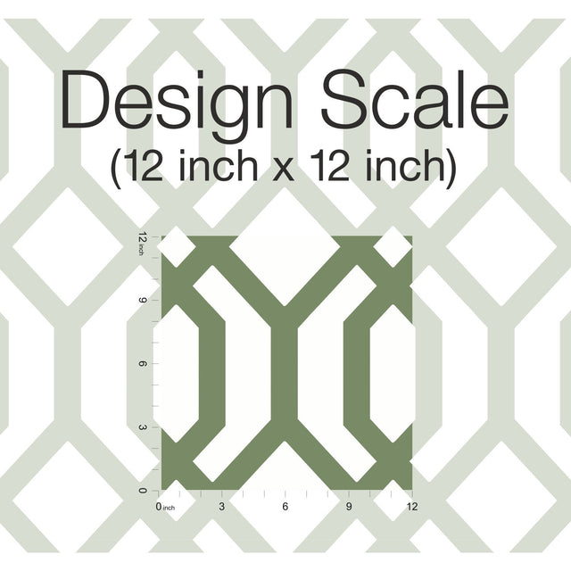 Gazebo Lattice Green Peel & Stick Wallpaper with Geometric Lattice Pattern, Traditional Style - York RMK12016WP