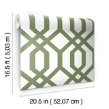 Gazebo Lattice Green Peel & Stick Wallpaper with Geometric Lattice Pattern, Traditional Style - York RMK12016WP