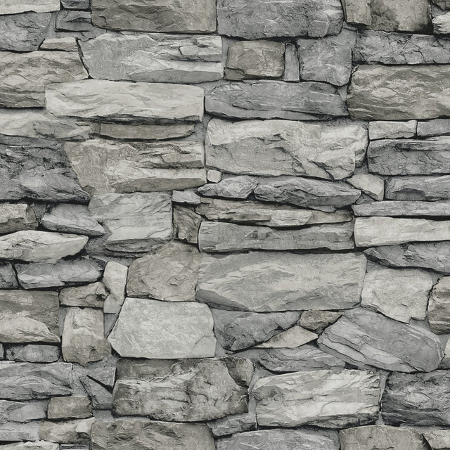 Stone Grey Peel & Stick Wallpaper with Industrial Stone Pattern - York RMK12017WP