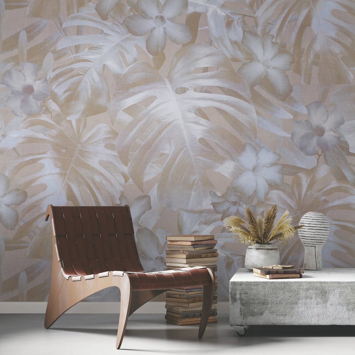 Moonlit Palms Brown Peel & Stick Wall Mural with Whimsical Botanical Trees Pattern - York RMK12024M