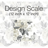 Watercolor Floral Bouquet Grey Peel & Stick Wallpaper with Botanical Flowers, Transitional Style - York RMK12030WP