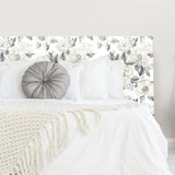 Watercolor Floral Bouquet Grey Peel & Stick Wallpaper with Botanical Flowers, Transitional Style - York RMK12030WP