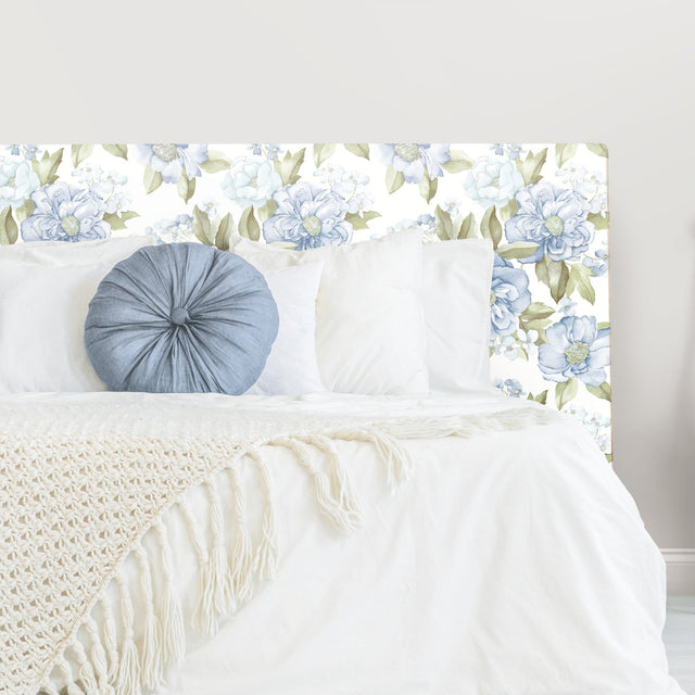 Watercolor Floral Bouquet Indigo Peel & Stick Wallpaper with Botanical Flowers - York RMK12031WP