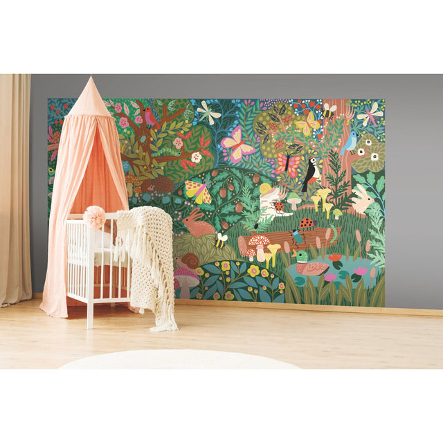Woodland Wonderland Green Peel & Stick Wall Mural with Novelty Transitional Pattern - York RMK12033M