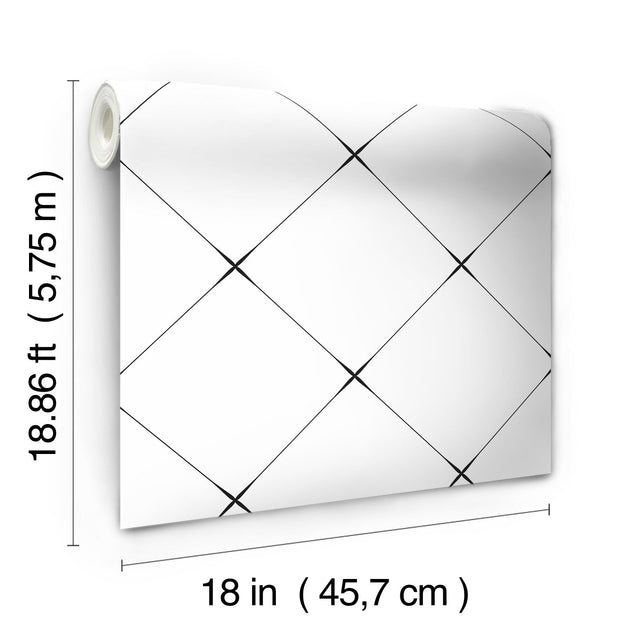 Diamond Tile Geo Black Peel & Stick Wallpaper with Modern Geometric Pattern - York RMK12035RL