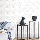 Diamond Tile Geo Black Peel & Stick Wallpaper with Modern Geometric Pattern - York RMK12035RL