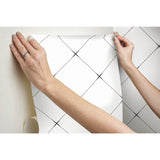 Diamond Tile Geo Black Peel & Stick Wallpaper with Modern Geometric Pattern - York RMK12035RL