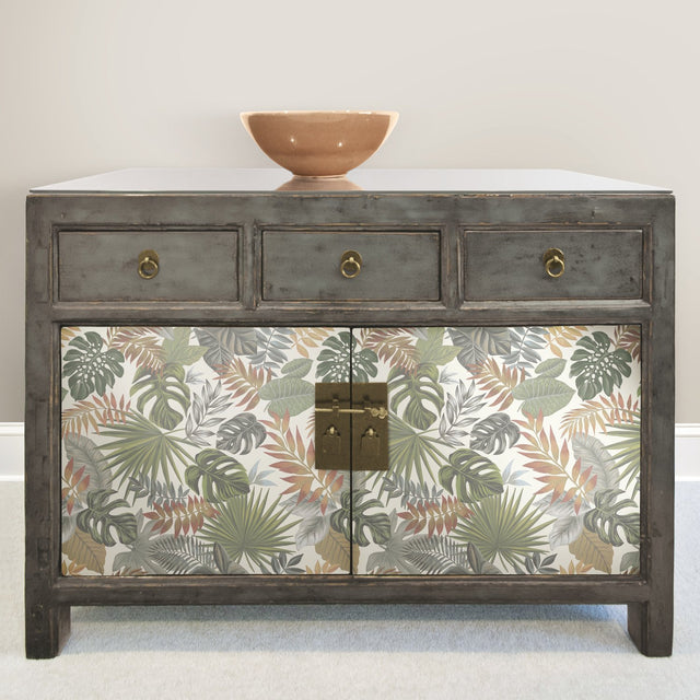 Palm Frond Toss Green Peel & Stick Wallpaper with Tropical Trees Pattern - York RMK12045RL